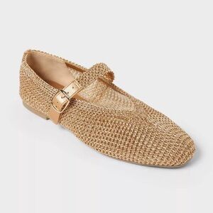 a new day Metallic Woven Mary Jane Flats in copper - NWT
